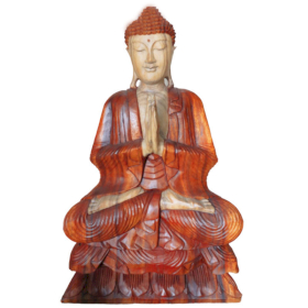 Handgeschnitzte Buddhastatue - 80cm Willkommen