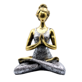 Yoga Lady Figur -  Bronze & Silber 24cm