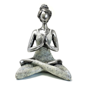 Yoga Lady Figur -  Silber & Weiß 24cm