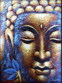 Buddha Gemälde - Goldenes Gesicht & Lotusblume