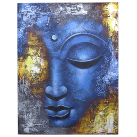Buddha Gemälde - Blaues Gesicht - Abstrakt