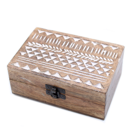 2x Weiß gewaschene Holzbox - 6x4 Aztekisches Design