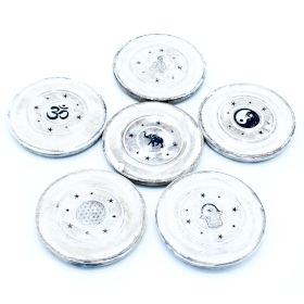 6x Weiß gewaschener Räucherwerkhalter- Kegel- und Räucherwerkscheibe