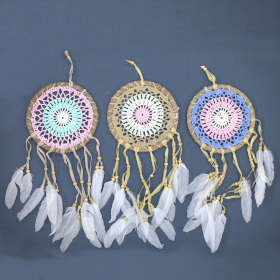 6x Pastellrosa Macramé Traumfänger 16cm (verschiedene)