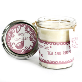 6x Marmeladenglas Kerze - Tea and Roses
