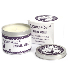 Kerze in Zinkdose  in Geschenkverpackung- Parma Violet