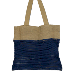 6x Tasche aus reiner weicher Jute und Baumwolle - Denim