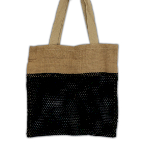 6x Tasche aus reiner weicher Jute und Baumwolle - Schwarz