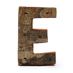 12x Rustikales Rinden-Buchstabe  - E  - 7cm