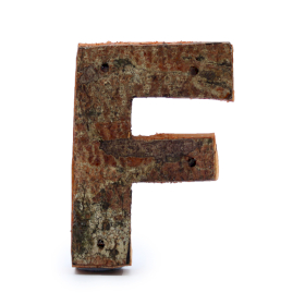 12x Rustikales Rinden-Buchstabe   - F - 7cm