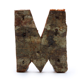 12x Rustikales Rinden-Buchstabe   - M  - 7cm