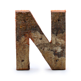 12x Rustikales Rinden-Buchstabe   - N  - 7cm