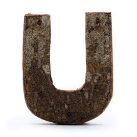 12x Rustikales Rinden-Buchstabe   - U - 7cm