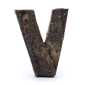 12x Rustikales Rinden-Buchstabe  - V  - 7cm