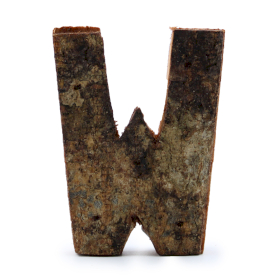 12x Rustikales Rinden-Buchstabe  - W  - 7cm