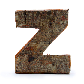 12x Rustikales Rinden-Buchstabe   - Z  - 7cm