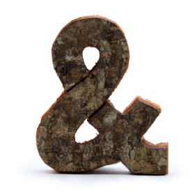 12x Rustikales Rinden-Buchstabe  - & - 7cm