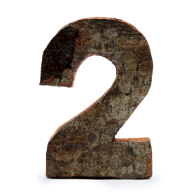 12x Rustikales Rinden-Nummer- 2  - 7cm