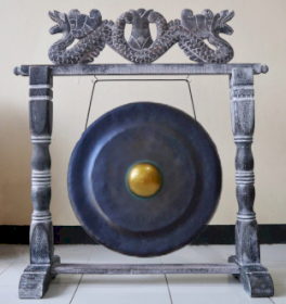 Mittelgroßer Gong im Ständer - 35 cm - Schwarz