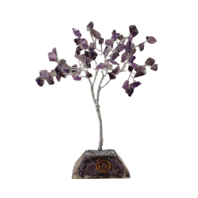 Edelsteinbaum mit Orgonitbasis - 80 Steine - Amethyst