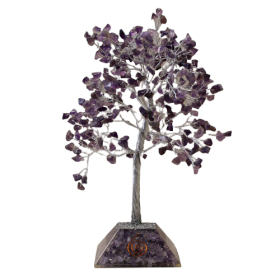 Edelsteinbaum mit Orgonitbasis- 320 Steine- Amethyst