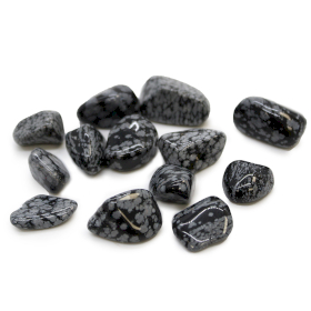 24x Trommelstein - Obsidian Schneeflocke M