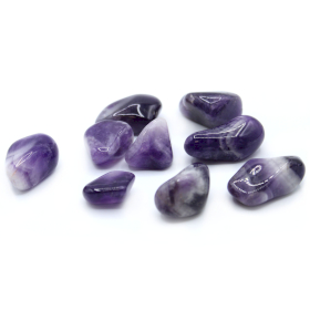 24x Große Trommelsteine gestreifter Amethyst