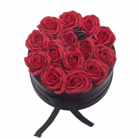 Seifenblumen-Geschenk-Blumenstrauß - 14 Rote Rosen - rund