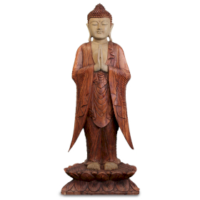 Handgeschnitzte Buddhastatue - 100 cm Herzlich willkommen