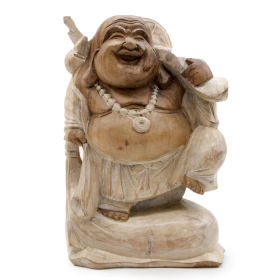 Handgeschnitzte Buddhastatue - 30cm Holz mitbringen - Weißgewaschen
