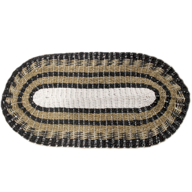 Ovaler Teppich – Seegras – Schwarz, Weiß und Hellbraun – Klassisch – 60 x 120 cm