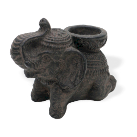 Elephant Räucherstäbchen- und Kerzenhalter (schwarz antik)