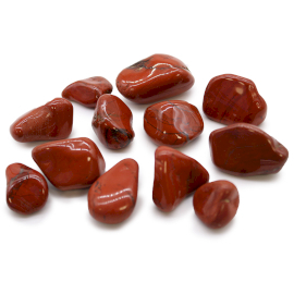 12x Mittlere afrikanische Trommelsteine- Jaspis - Rot