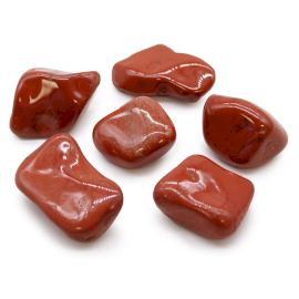 6x Große afrikanische Trommelsteine - Jaspis - Rot
