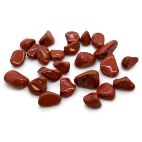 24x Kleine afrikanische Trommelsteine - Jaspis - Rot