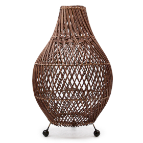 Rattan-Tischlampe- Dunkelbraun