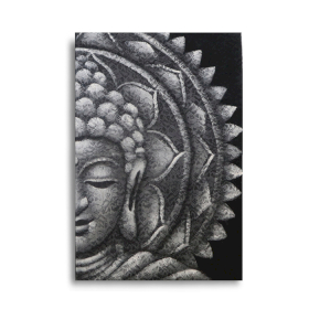 Graues halbes Buddha-Mandala 60x80cm