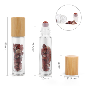 10x Rollerflasche für ätherisches Öl aus Edelsteinen – Roter Jaspis – Holzkappe
