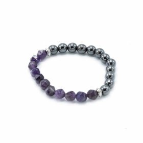 3x Facettiertes Edelstein-Armband - Magnetischer Amethyst