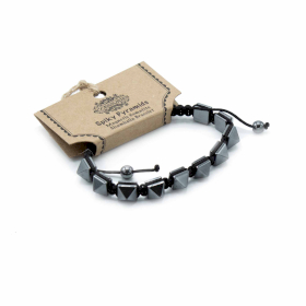 3x Magnetisches Hämatit-Shamballa-Armband-  Stachelige Pyramiden