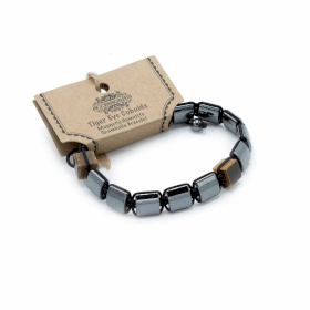 3x Magnetisches Hämatit-Shamballa-Armband -  Tigerauge Quader