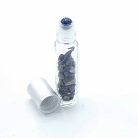 10x Rollerflasche für ätherisches Öl aus Edelsteinen – Sodalith – Silber- Kappe