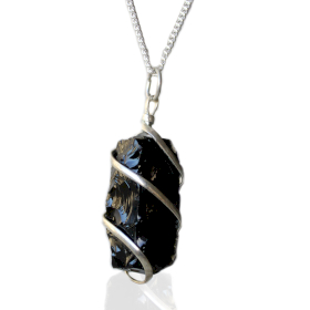 Kaskade Eingewickelt-  Edelstein-Halskette - grober schwarzer Onyx