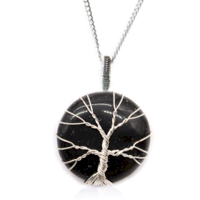 Baum des Lebens Edelstein Halskette - Schwarzer Onyx
