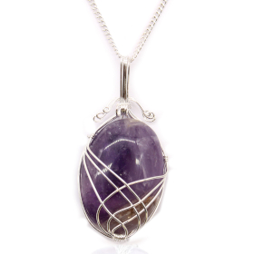 Wirbel eingewickelt-Edelstein-Halskette - Amethyst