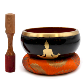 Gr Buddha Klangschalen-Set - Schwarz/Orange 14cm