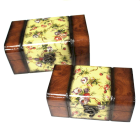 Andenken-Box - Mittlere Walnuss – Viktorianische Floral (2er-Set)