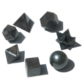 Geometrisches siebenteiliges schwarzes Achat-Set