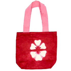Natürliche Batik-Baumwolltasche (8 Unzen) - 38x42x12cm - Kastanien- Blume - rosa Griff