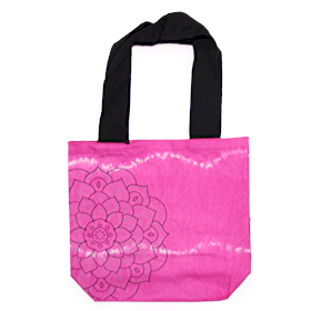 Batik-Baumwolltasche  (6oz) - 38x42x12cm -  Mandala - Magenta - schwarzer Griff